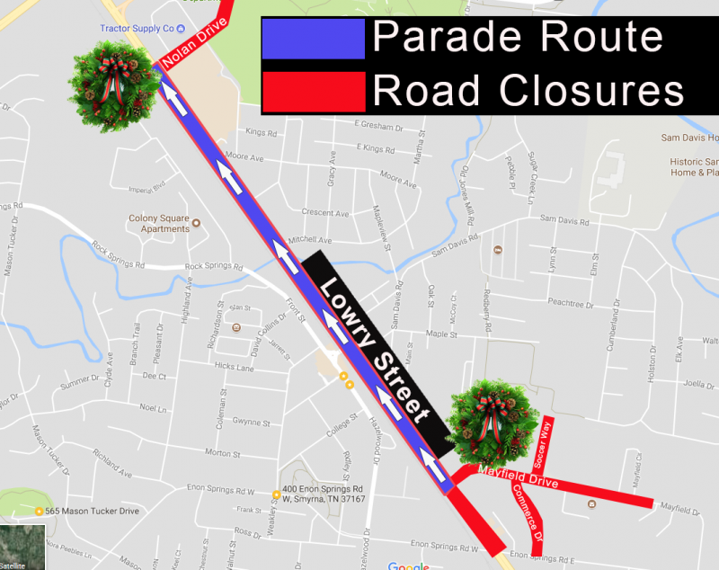 smyrna christmas parade road closures