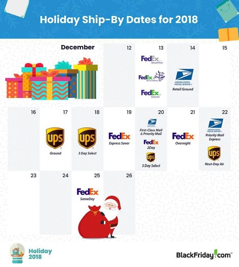 holiday ship by dates 2018