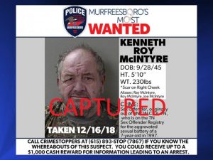 most wanted captured Kenneth McIntyre