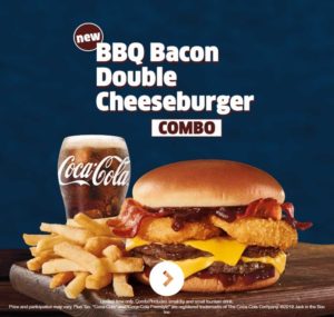 jack in the box bbq bacon double cheeseburger combo