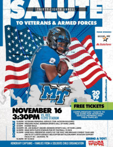MTSU Veterans & Armed Forces Game Set for Nov. 16