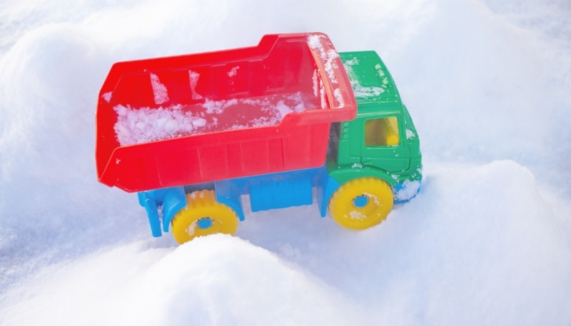toy truck in snow