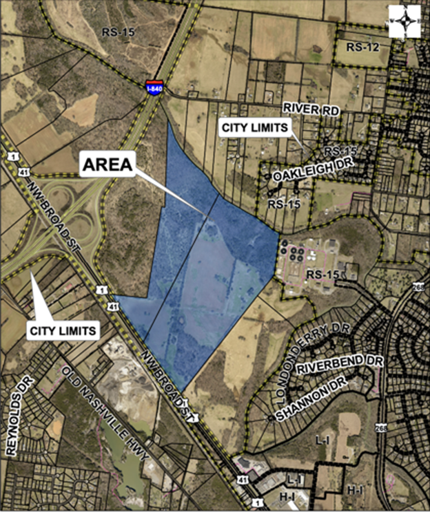 Map 258.8-acre land adjacent to Northwest Board Street