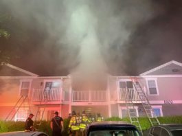 Officer, resident taken to hospital for smoke inhalation after overnight fire; several tenants displaced