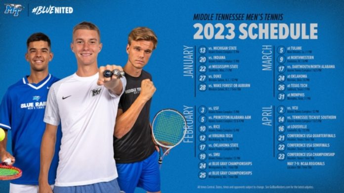middle tennessee men's tennis 2023 schedule