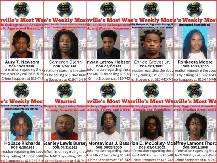 Nashville's Weekly Most Wanted as of November 29, 2022