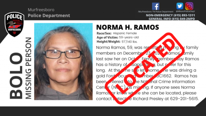 MISSING NORMA RAMOS located