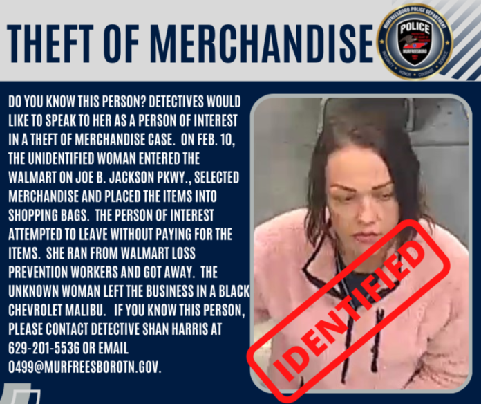 Murfreesboro Police Search for Woman Accused of Stealing From Walmart
