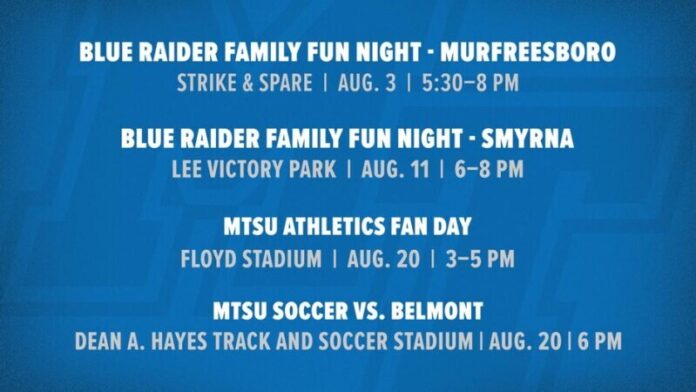 August Family Events with Blue Raider Athletics!