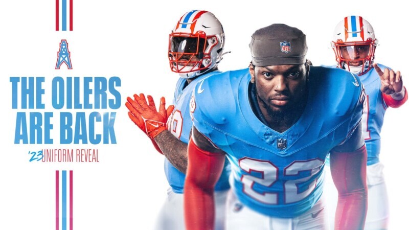 The Story Behind the Titans Unveiling Oilers Throwback Uniforms ...