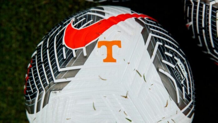 KNOXVILLE, TN - September 07, 2023 - Detail shot of Tennessee soccer ball before the game between the Radford Highlanders and the Tennessee Volunteers at Regal Soccer Stadium in Knoxville, TN. Photo By Emma Ramsey/Tennessee Athletics