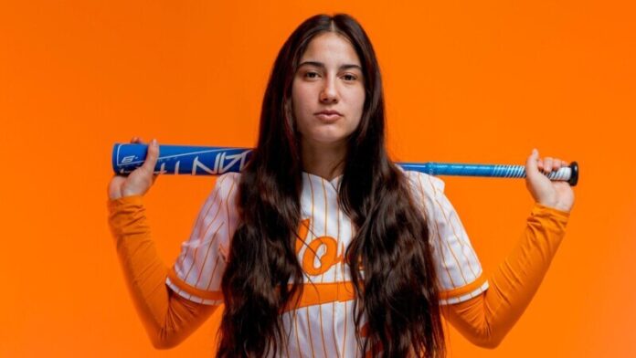KNOXVILLE, TN - January 18, 2024 - Outfielder/Infielder Giulia Koutsoyanopulos #27 of the Tennessee Lady Volunteers portrait taken during Photo Day in Knoxville, TN. Photo By Andrew Ferguson/Tennessee Athletics