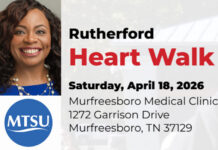 MTSU Professor, Heart Association Member Spotlights April 18 Rutherford Heart Walk